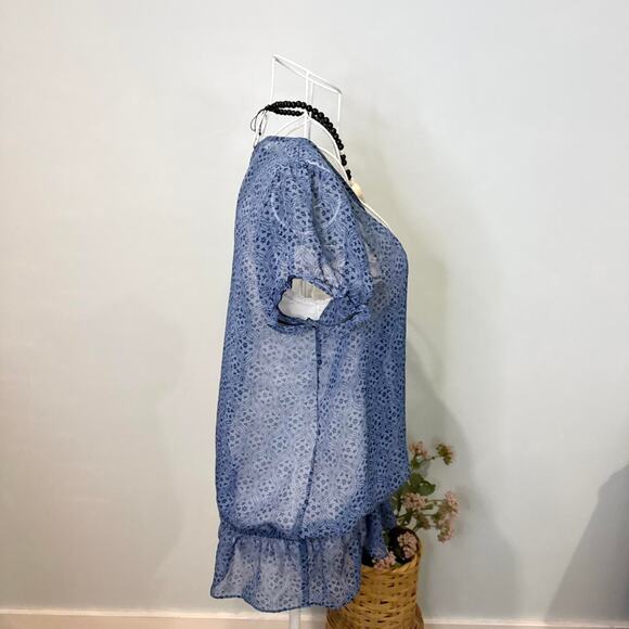 Y2K vintage blue sheer layering babydoll wrap top - Picture 6 of 6